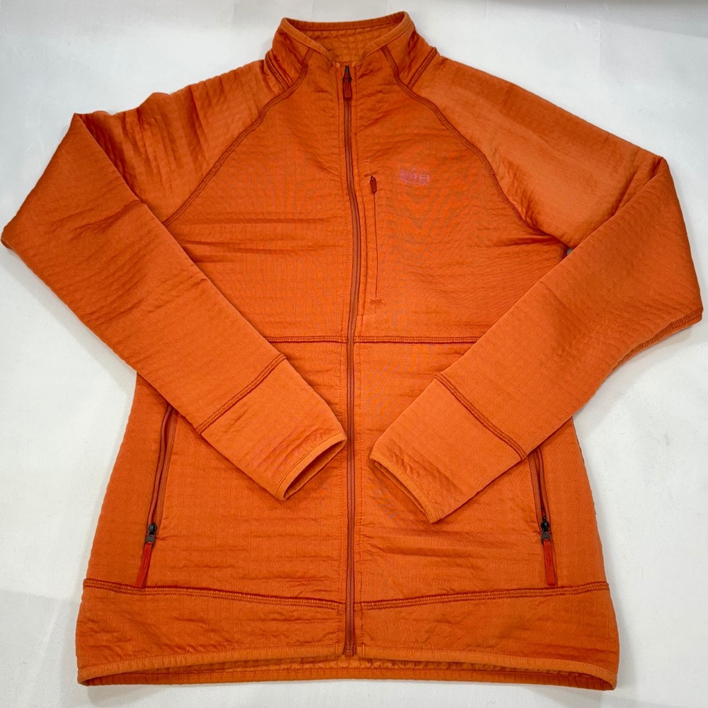 REI Lightweight Polartec Power Grid Jacket Orange Full Zip Womens Small Gorpcore - Picture 3 of 15